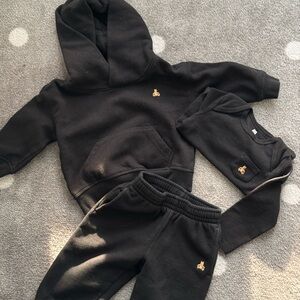 Black Hoodie and Sweatpants Set with Gold Logo